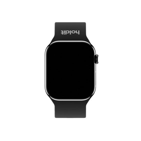 Apple Watch (42/44/SE/45/46/49mm) Holdit Silikone Rem m. Metalspænde - Black