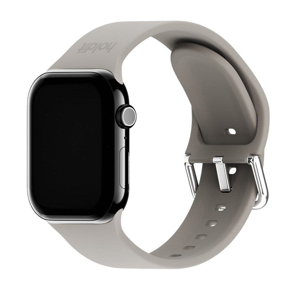 Apple Watch (42/44/SE/45/46/49mm) Holdit Silikone Rem m. Metalspænde - Taupe
