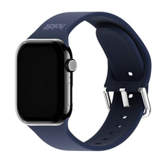 Apple Watch (42/44/SE/45/46/49mm) Holdit Silikone Rem m. Metalspænde - Navy Blue