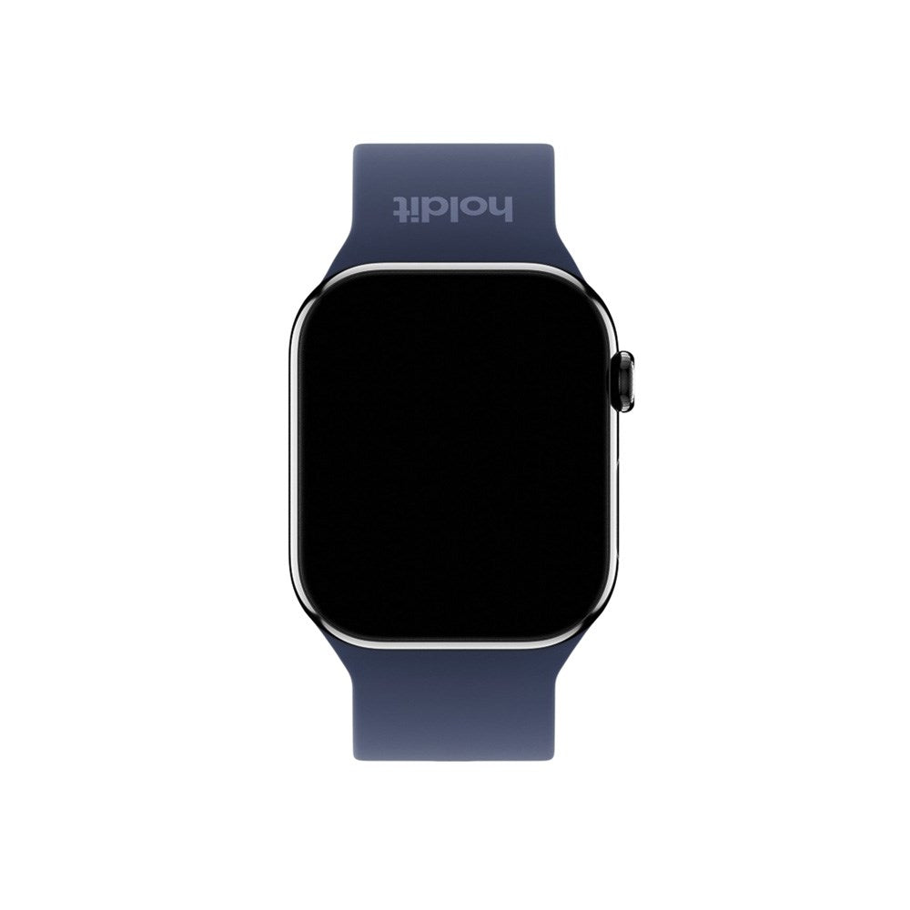 Apple Watch (42/44/SE/45/46/49mm) Holdit Silikone Rem m. Metalspænde - Navy Blue