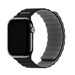 Apple Watch (38/40/SE/41/42mm) Holdit Silicone Magnet Rem - Sort / Grå