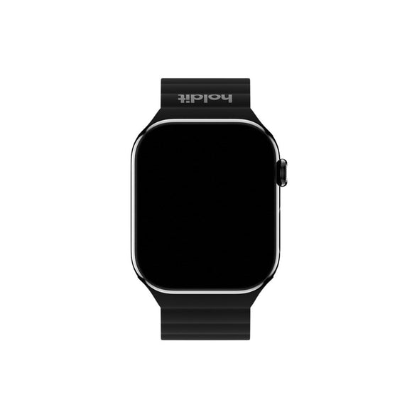Apple Watch (38/40/SE/41/42mm) Holdit Silicone Magnet Rem - Sort / Grå