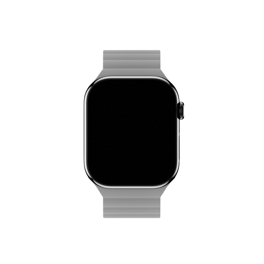 Apple Watch (38/40/SE/41/42mm) Holdit Silicone Magnet Rem - Sort / Grå