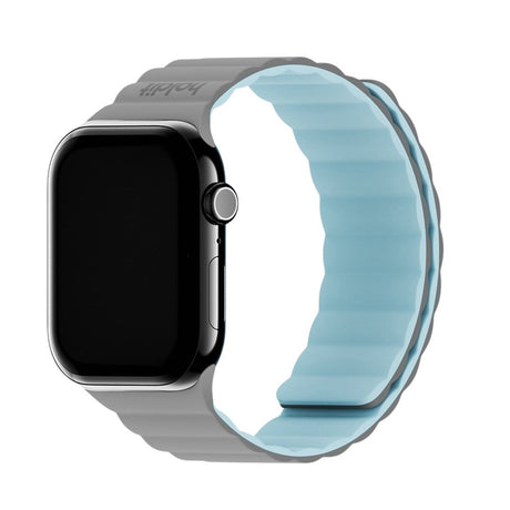 Apple Watch (38/40/SE/41/42mm) Holdit Silicone Magnet Rem - Grå / Blå