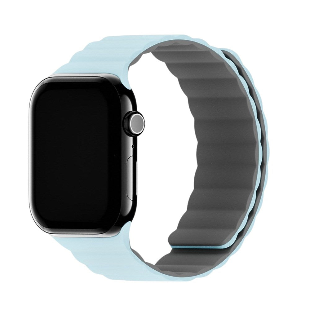 Apple Watch (38/40/SE/41/42mm) Holdit Silicone Magnet Rem - Grå / Blå