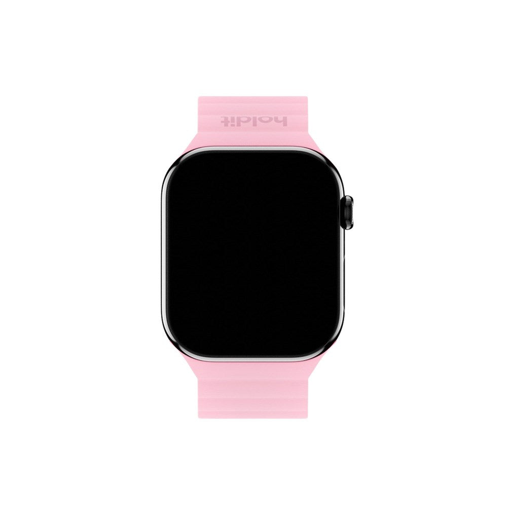 Apple Watch (38/40/SE/41/42mm) Holdit Silicone Magnet Rem - Lyserød / Beige