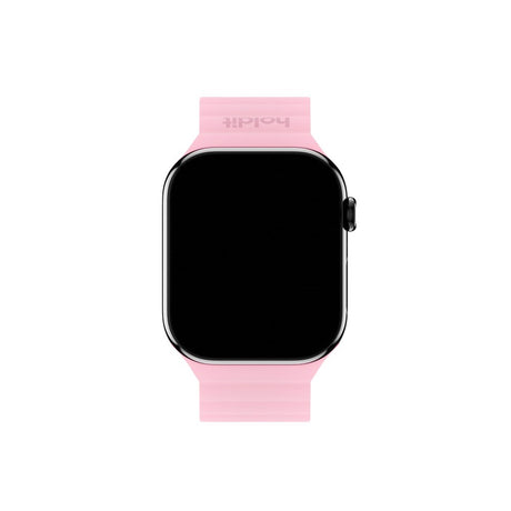 Apple Watch (38/40/SE/41/42mm) Holdit Silicone Magnet Rem - Lyserød / Beige