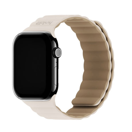 Apple Watch (38/40/SE/41/42mm) Holdit Silicone Magnet Rem - Lys Beige / Beige