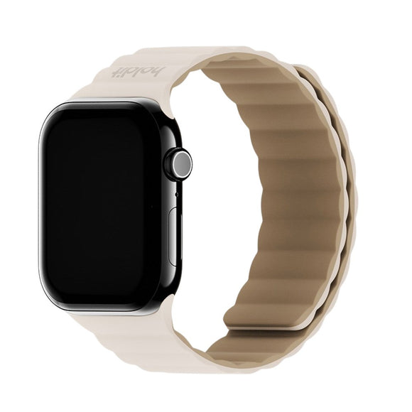 Apple Watch (38/40/SE/41/42mm) Holdit Silicone Magnet Rem - Lys Beige / Beige