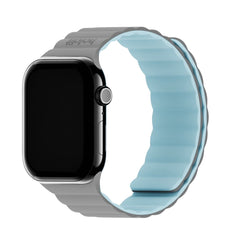 Apple Watch (42/44/SE/45/46/49mm) Holdit Silicone Magnet Rem - Grå / Blå