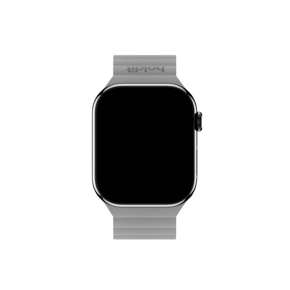 Apple Watch (42/44/SE/45/46/49mm) Holdit Silicone Magnet Rem - Grå / Blå