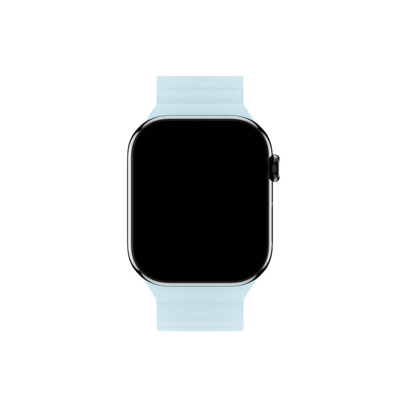 Apple Watch (42/44/SE/45/46/49mm) Holdit Silicone Magnet Rem - Grå / Blå