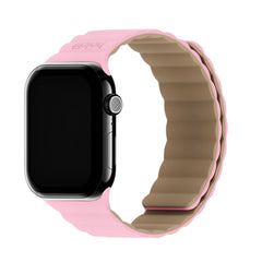 Apple Watch (42/44/SE/45/46/49mm) Holdit Silicone Magnet Rem - Lyserød / Beige