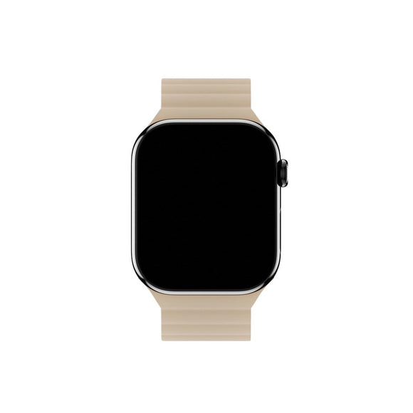 Apple Watch (42/44/SE/45/46/49mm) Holdit Silicone Magnet Rem - Lyserød / Beige