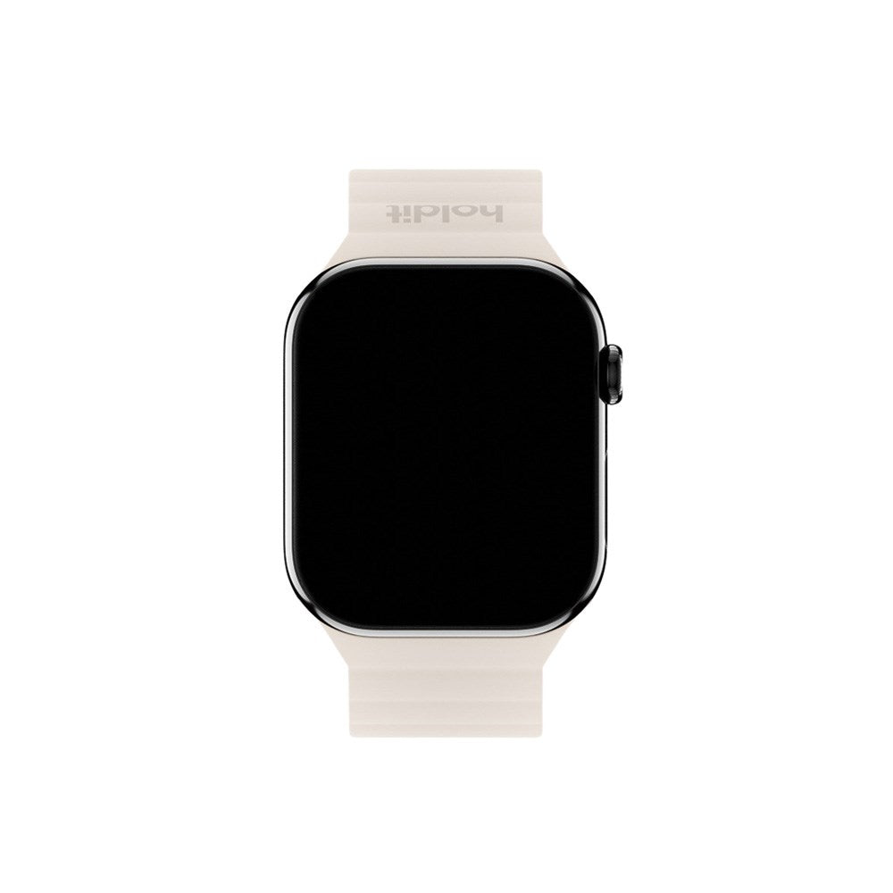 Apple Watch (42/44/SE/45/46/49mm) Holdit Silicone Magnet Rem - Lys Beige / Beige