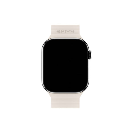 Apple Watch (42/44/SE/45/46/49mm) Holdit Silicone Magnet Rem - Lys Beige / Beige
