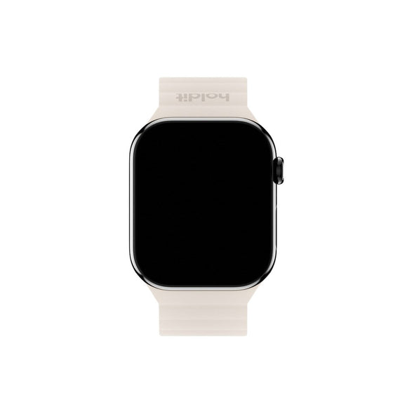 Apple Watch (42/44/SE/45/46/49mm) Holdit Silicone Magnet Rem - Lys Beige / Beige