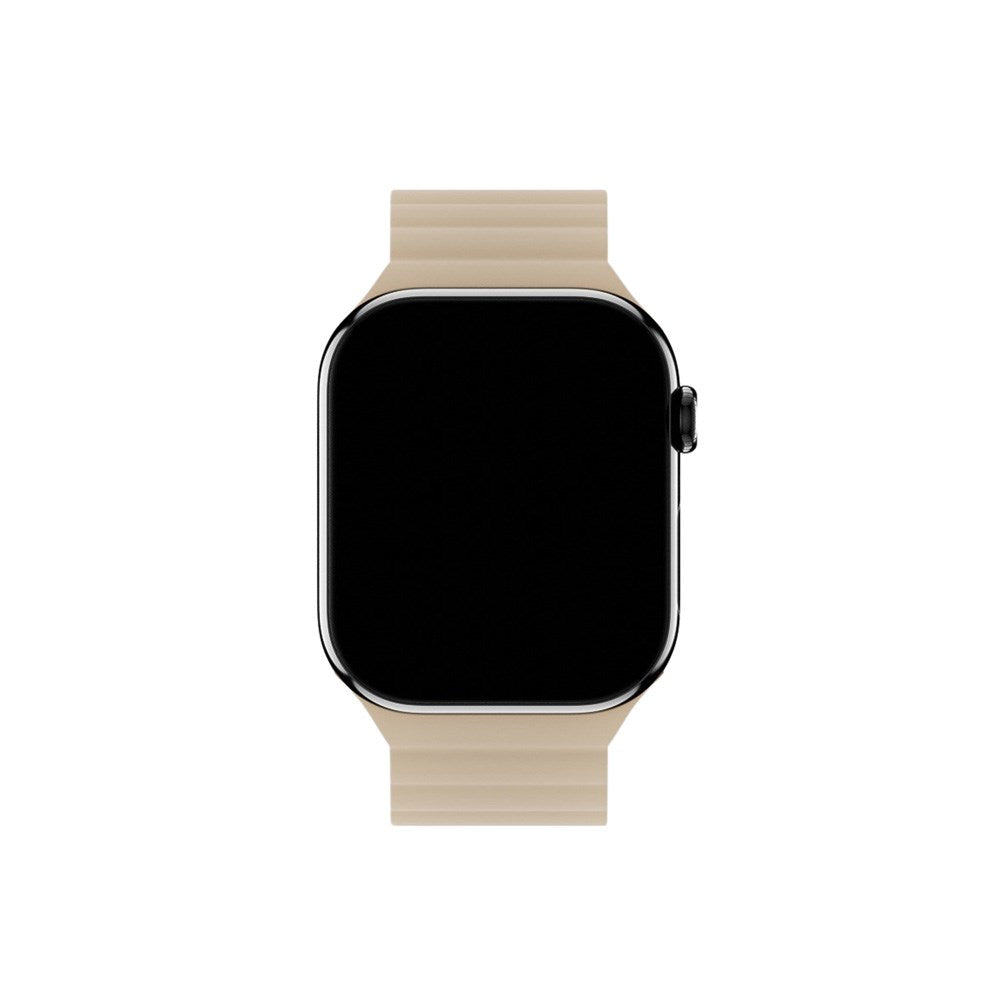 Apple Watch (42/44/SE/45/46/49mm) Holdit Silicone Magnet Rem - Lys Beige / Beige
