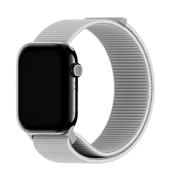 Apple Watch (38/40/SE/41/42mm) Holdit Nylon Rem m. Velcrolukning - Grå