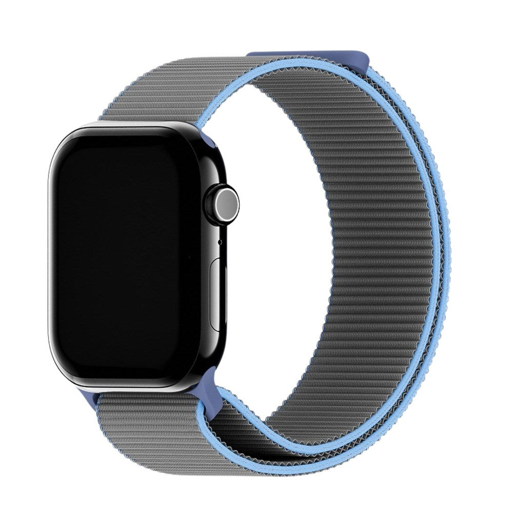Apple Watch (38/40/SE/41/42mm) Holdit Nylon Rem m. Velcrolukning - Grå / Blå