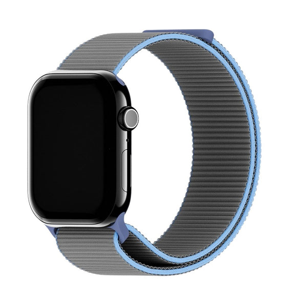 Apple Watch (38/40/SE/41/42mm) Holdit Nylon Rem m. Velcrolukning - Grå / Blå