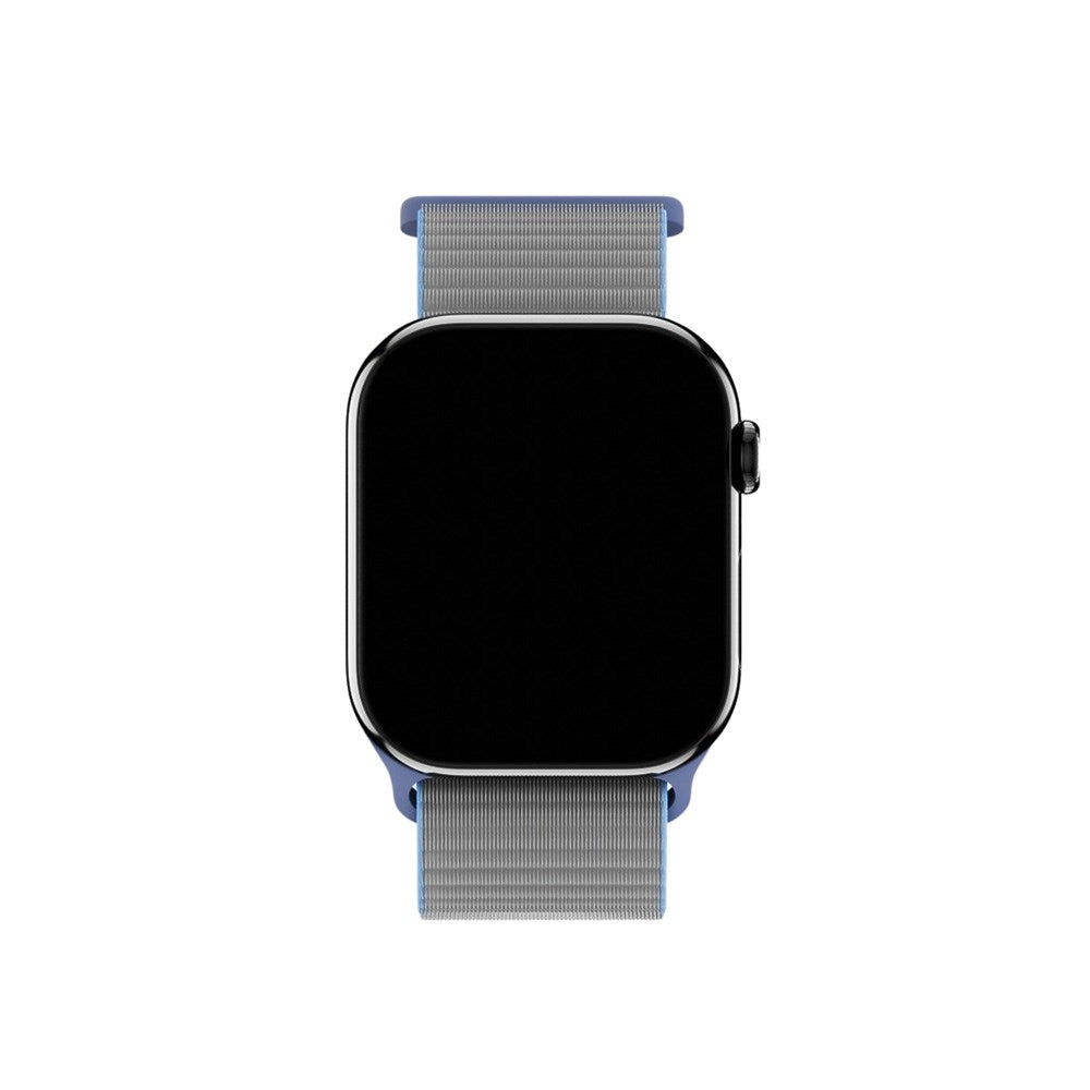 Apple Watch (38/40/SE/41/42mm) Holdit Nylon Rem m. Velcrolukning - Grå / Blå