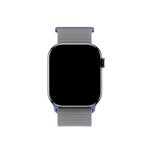 Apple Watch (38/40/SE/41/42mm) Holdit Nylon Rem m. Velcrolukning - Grå / Blå