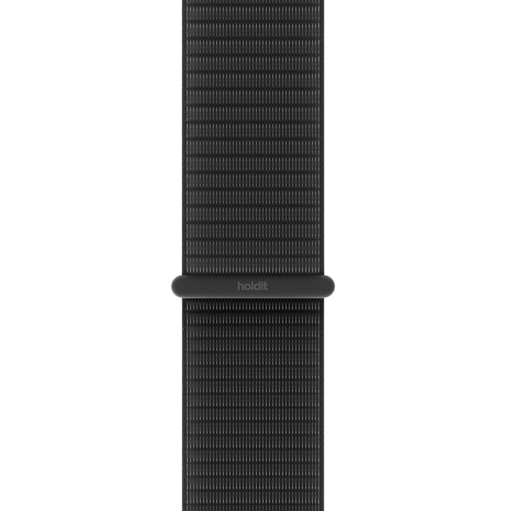 Apple Watch (42/44/SE/45/46/49mm) Holdit Nylon Rem m. Velcrolukning - Sort