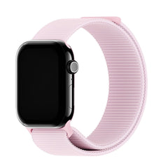 Apple Watch (42/44/SE/45/46/49mm) Holdit Nylon Rem m. Velcrolukning - Lyserød