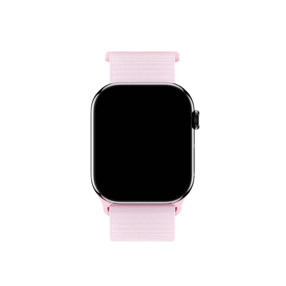 Apple Watch (42/44/SE/45/46/49mm) Holdit Nylon Rem m. Velcrolukning - Lyserød