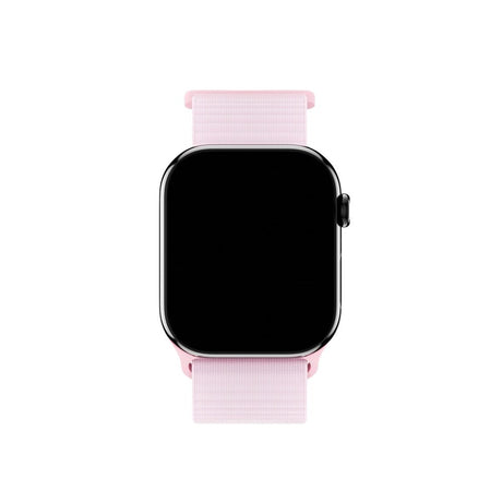 Apple Watch (42/44/SE/45/46/49mm) Holdit Nylon Rem m. Velcrolukning - Lyserød