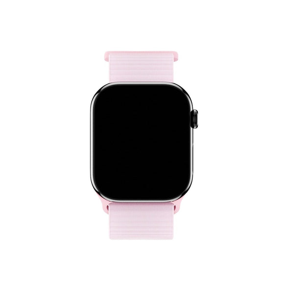 Apple Watch (42/44/SE/45/46/49mm) Holdit Nylon Rem m. Velcrolukning - Lyserød