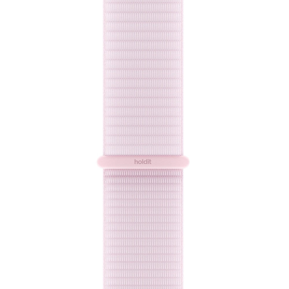 Apple Watch (42/44/SE/45/46/49mm) Holdit Nylon Rem m. Velcrolukning - Lyserød