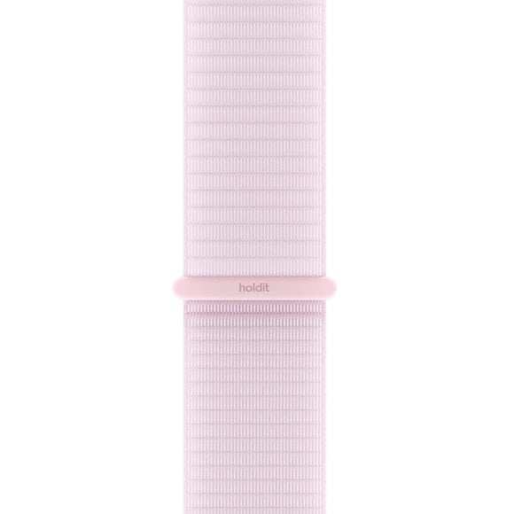 Apple Watch (42/44/SE/45/46/49mm) Holdit Nylon Rem m. Velcrolukning - Lyserød