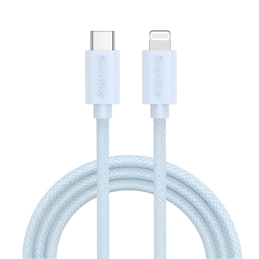 Smartline (3A/27W) USB-C til Lightning Braidy Kabel 2m - Lyseblå