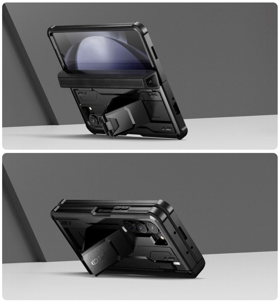 Samsung Galaxy Z Fold5 Tech-Protect Kevlar Pro Pen Håndværker Cover m. Skærmbeskyttelse & Kickstand - Sort