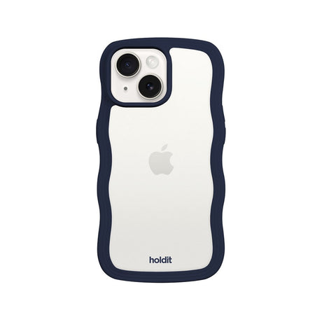 Holdit iPhone 17e / 16e / 15 / 14 / 13 Wavy Case - Midnight Blue / Transparent