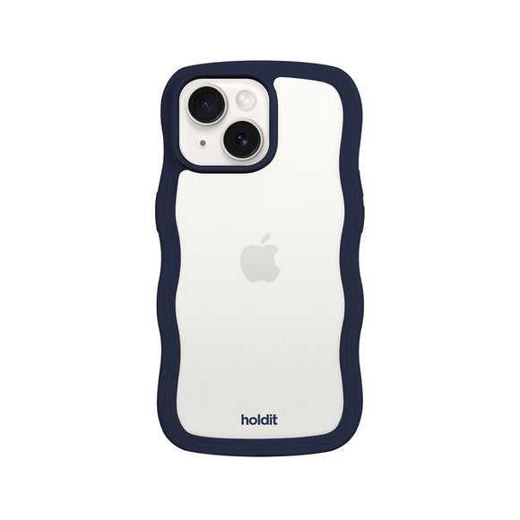 Holdit iPhone 17e / 16e / 15 / 14 / 13 Wavy Case - Midnight Blue / Transparent