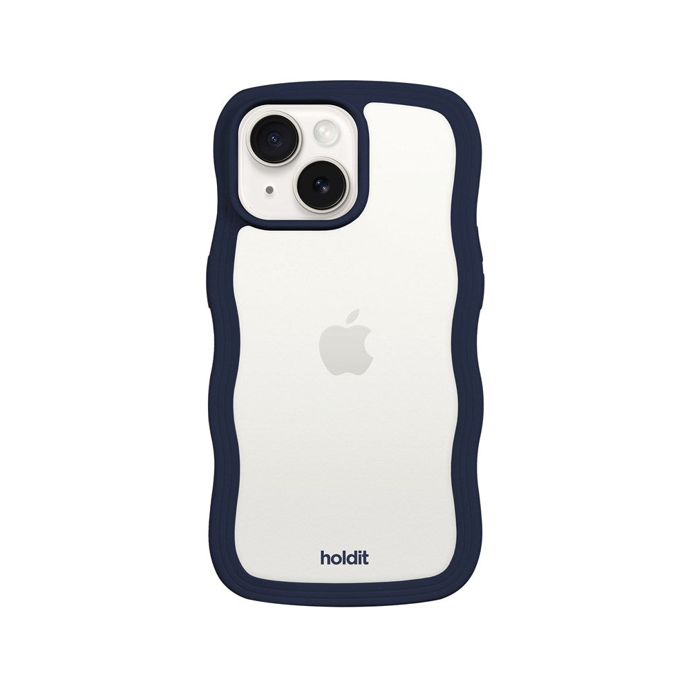 Holdit iPhone 17e / 16e / 15 / 14 / 13 Wavy Case - Midnight Blue / Transparent - (DEMO)