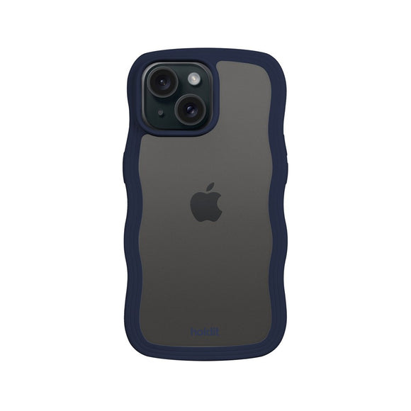 Holdit iPhone 17e / 16e / 15 / 14 / 13 Wavy Case - Midnight Blue / Transparent - (DEMO)