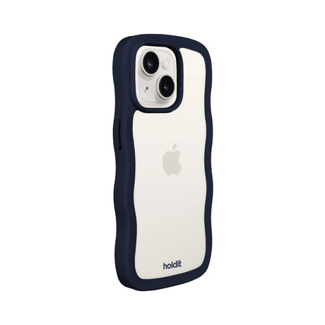 Holdit iPhone 17e / 16e / 15 / 14 / 13 Wavy Case - Midnight Blue / Transparent - (DEMO)