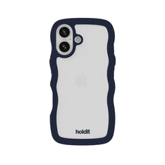 Holdit iPhone 16 Wavy Case - Midnight Blue / Transparent