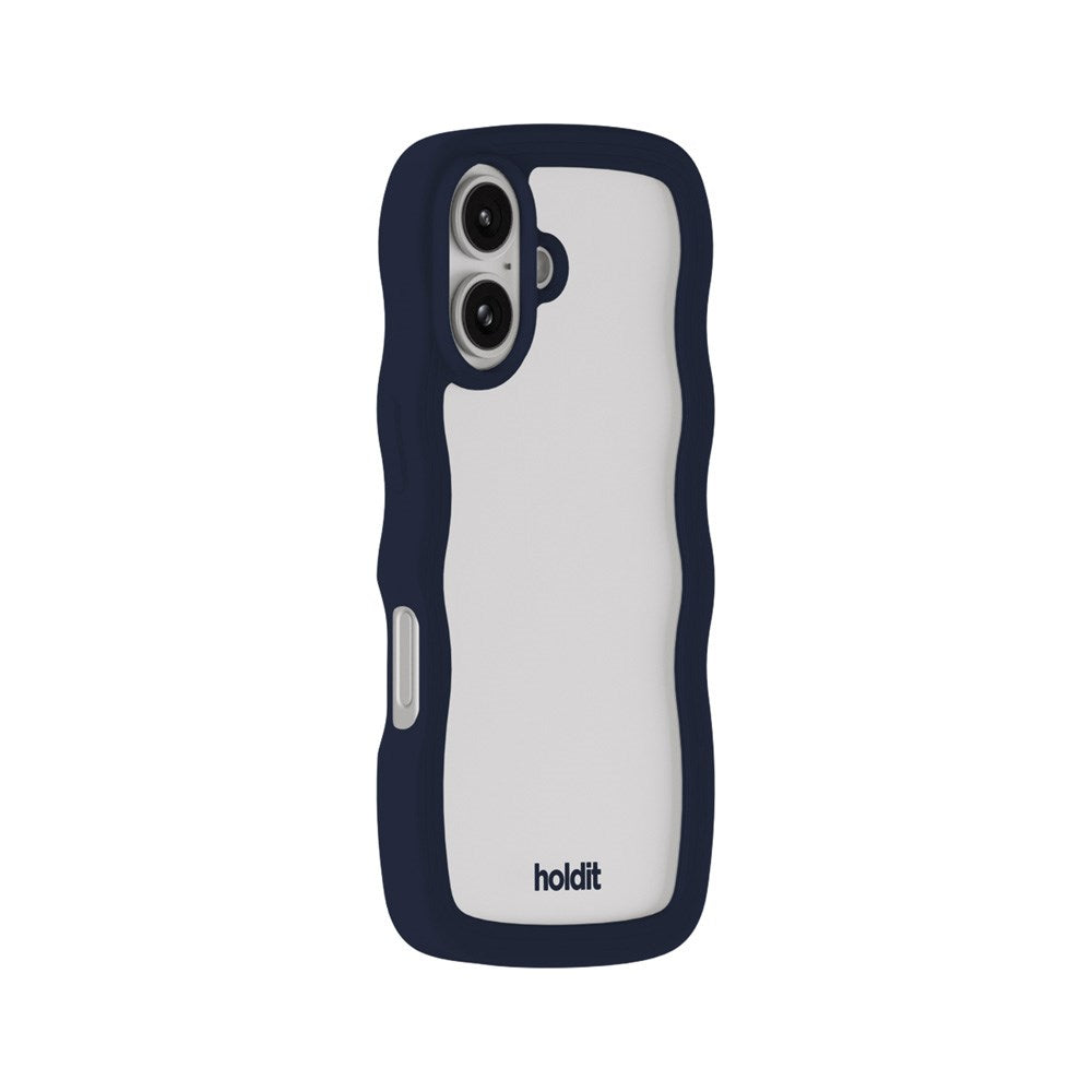 Holdit iPhone 16 Wavy Case - Midnight Blue / Transparent