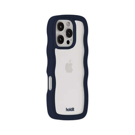Holdit iPhone 16 Pro Wavy Case - Midnight Blue / Transparent