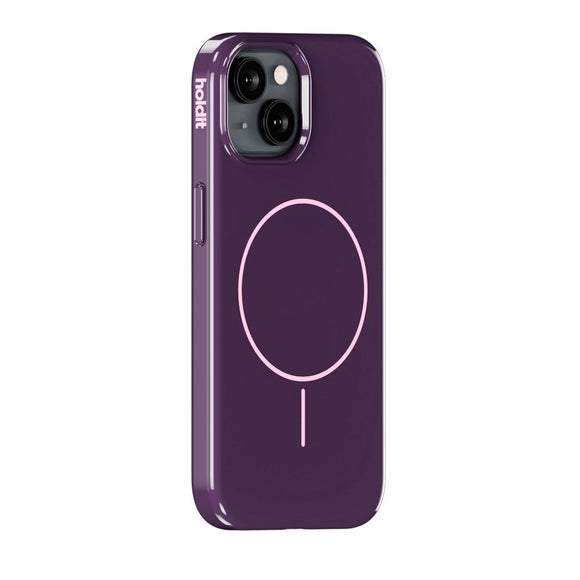 Holdit iPhone 17e / 16e / 15 / 14 / 13 Mono Case - MagSafe Kompatibel - Deep Plum / Pink