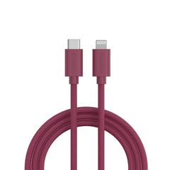 Smartline (3A/27W) USB-C til Lightning Braidy Kabel 2m - Mørkerød