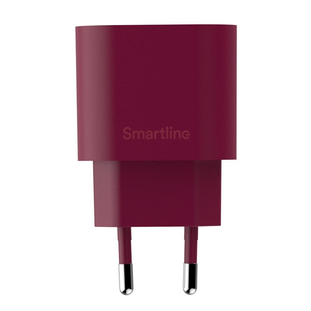Smartline 20W Vægoplader m. 1 x USB-C - Mørkerød