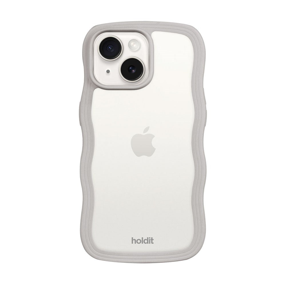 iPhone 17e / 16e / 15 / 14 / 13 Holdit Wavy Case - Wool Grey / Transparent