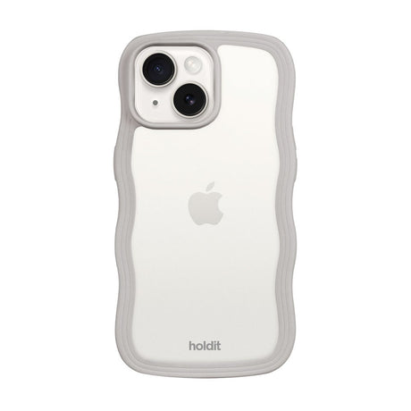 iPhone 17e / 16e / 15 / 14 / 13 Holdit Wavy Case - Wool Grey / Transparent