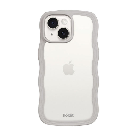 iPhone 17e / 16e / 15 / 14 / 13 Holdit Wavy Case - Wool Grey / Transparent